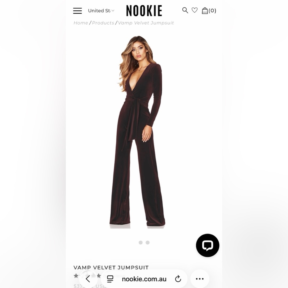 Nookie velvet jumpsuit in chocolate